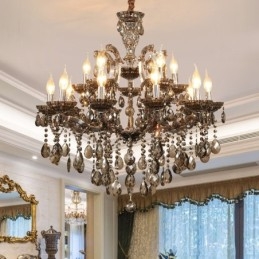 Designer Touch Decorative 18 (12+6) Light Grey Crystal Candle Chandelier