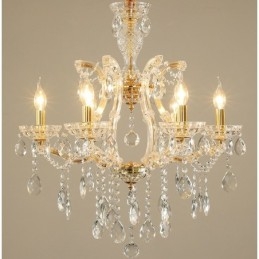 Designer Touch Decorative 6 Light Gold Crystal Candle Chandelier