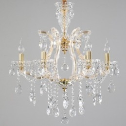 Designer Touch Decorative 6 Light Gold Crystal Candle Chandelier