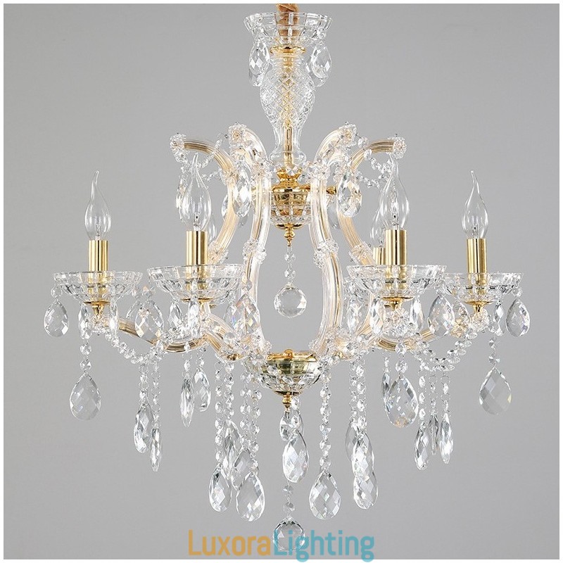 Designer Touch Decorative 6 Light Gold Crystal Candle Chandelier