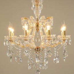 Designer Touch Decorative 8 Light Gold Crystal Candle Chandelier