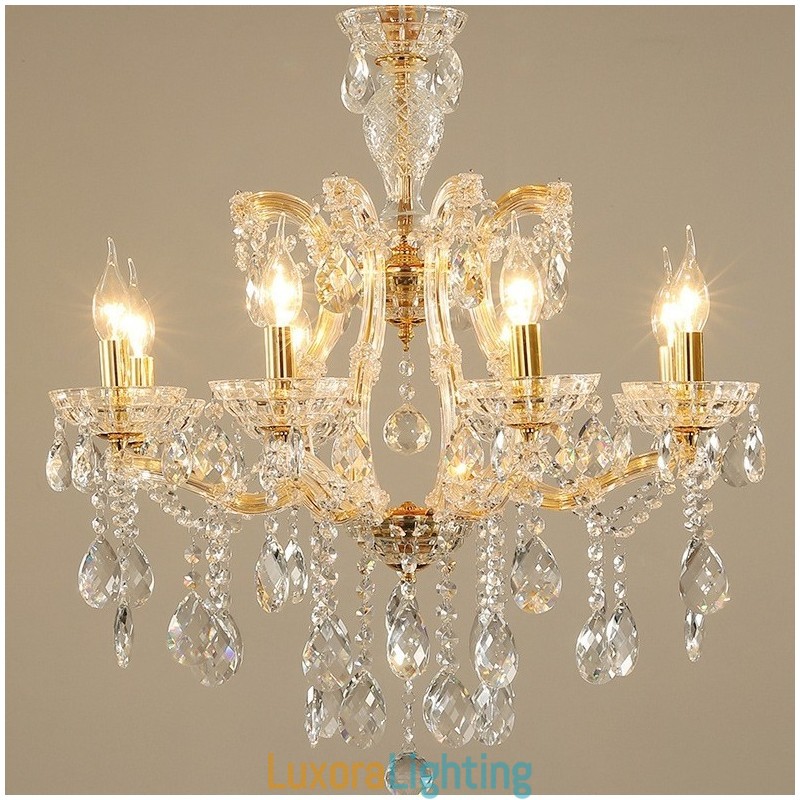 Designer Touch Decorative 8 Light Gold Crystal Candle Chandelier