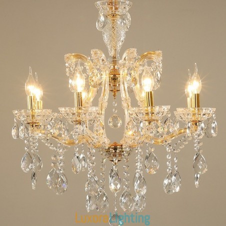 Designer Touch Decorative 8 Light Gold Crystal Candle Chandelier