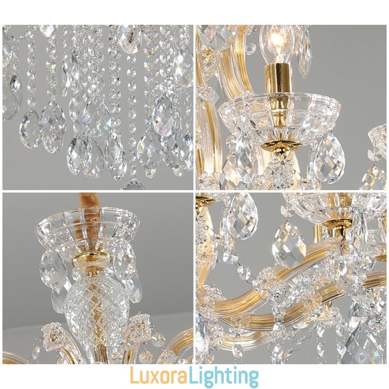Designer Touch Decorative 8 Light Gold Crystal Candle Chandelier