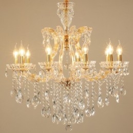 Designer Touch Decorative 10 Light Gold Crystal Candle Chandelier