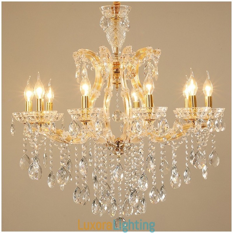 Designer Touch Decorative 10 Light Gold Crystal Candle Chandelier