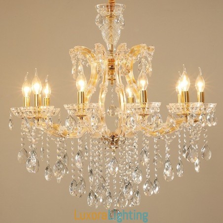 Designer Touch Decorative 10 Light Gold Crystal Candle Chandelier