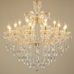Designer Touch Decorative 18 (12+6) Light Gold Crystal Candle Chandelier