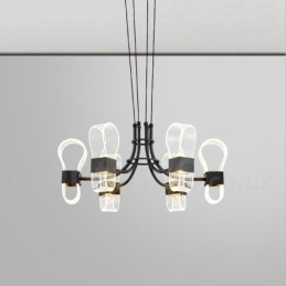 Designer Touch Decorative 6 Light Nordic Post Modern Design Chandelier with Acrylic Shades