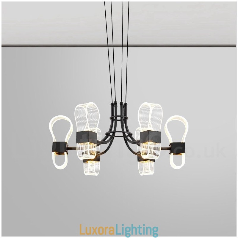 Designer Touch Decorative 6 Light Nordic Post Modern Design Chandelier with Acrylic Shades