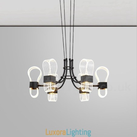 Designer Touch Decorative 6 Light Nordic Post Modern Design Chandelier with Acrylic Shades