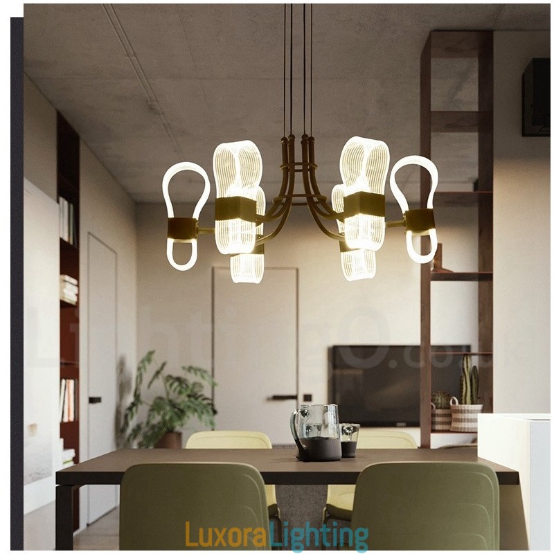 Designer Touch Decorative 6 Light Nordic Post Modern Design Chandelier with Acrylic Shades