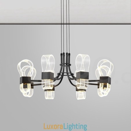Designer Touch Decorative 8 Light Nordic Post Modern 2021 Design Chandelier with Acrylic Shades
