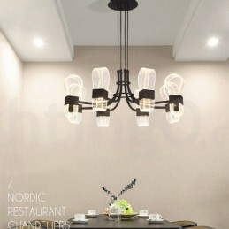 Designer Touch Decorative 8 Light Nordic Post Modern 2021 Design Chandelier with Acrylic Shades