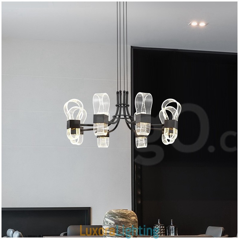 Designer Touch Decorative 8 Light Nordic Post Modern 2021 Design Chandelier with Acrylic Shades