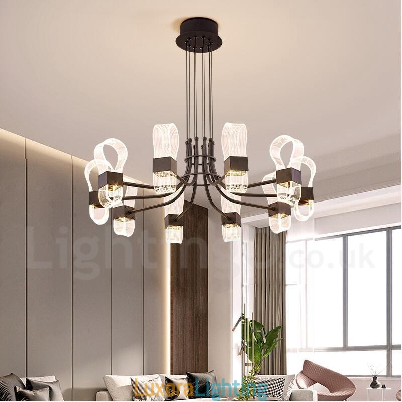 Designer Touch Decorative 10 Light Nordic Post Modern 2021 Design Chandelier with Acrylic Shades