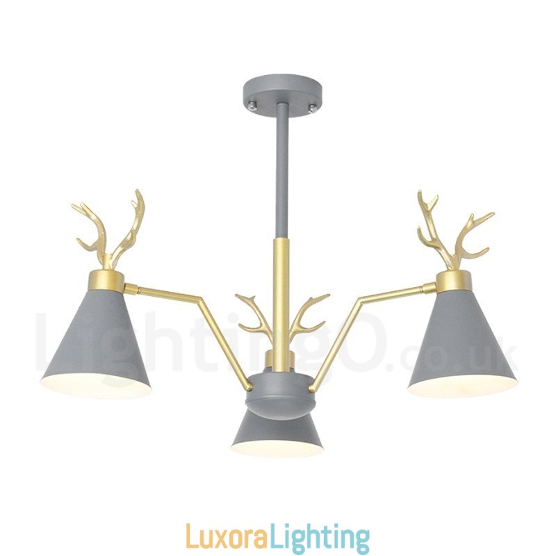 Designer Touch Decorative 3 Light Nordic Macaron Modern Antlers Chandelier
