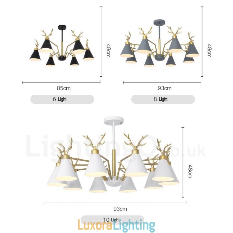 Designer Touch Decorative 3 Light Nordic Macaron Modern Antlers Chandelier
