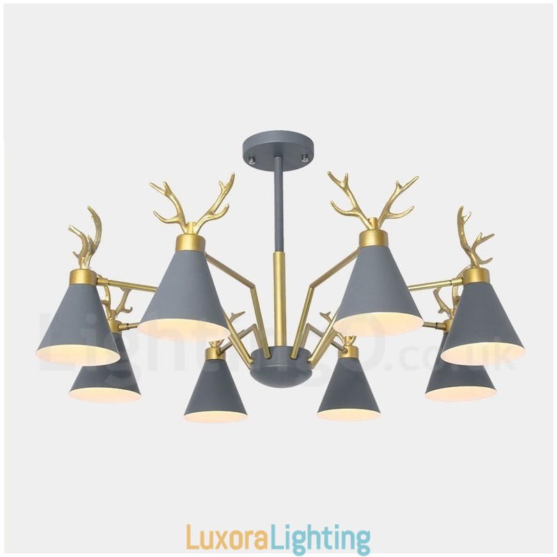 Designer Touch Decorative 8 Light Nordic Macaron Modern Antlers Chandelier