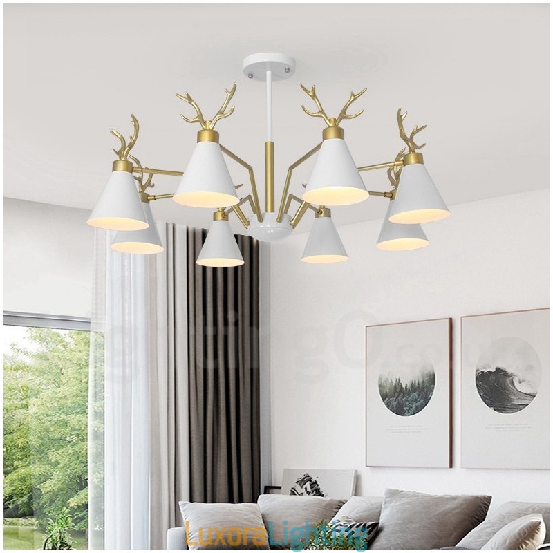 Designer Touch Decorative 8 Light Nordic Macaron Modern Antlers Chandelier