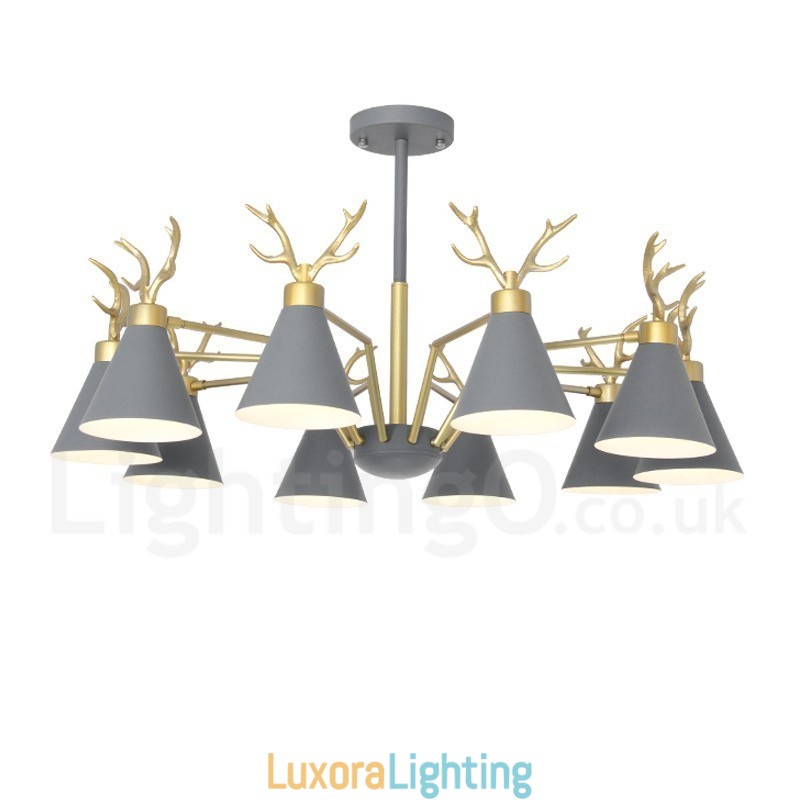 Designer Touch Decorative 10 Light Nordic Macaron Modern Antlers Chandelier
