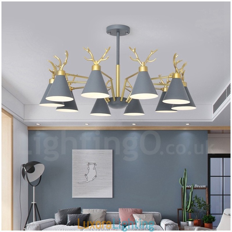 Designer Touch Decorative 10 Light Nordic Macaron Modern Antlers Chandelier