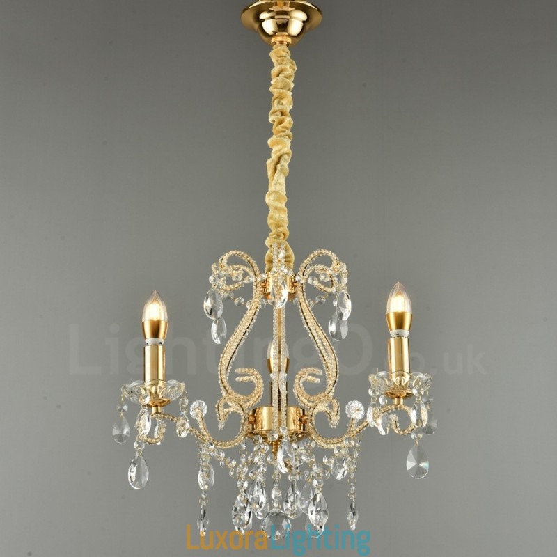 Designer Touch Decorative 3 Light Gold Silver American Style Crystal Pendant Chandelier Light Store