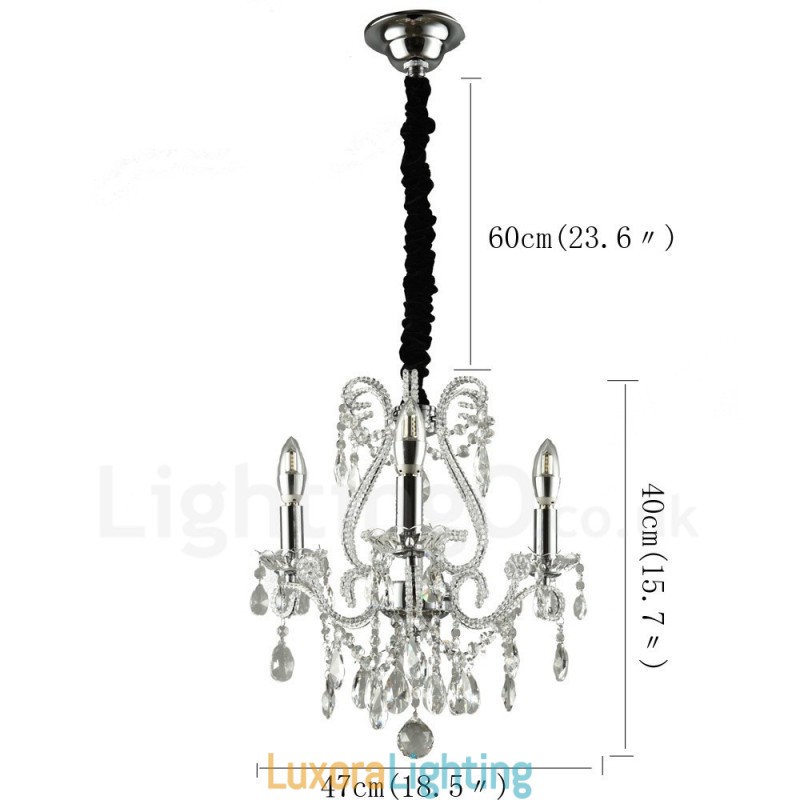 Designer Touch Decorative 3 Light Gold Silver American Style Crystal Pendant Chandelier Light Store