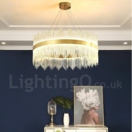 Designer Touch Decorative Postmodern Luxury Round Crystal Pendant Light Exhibition Hall