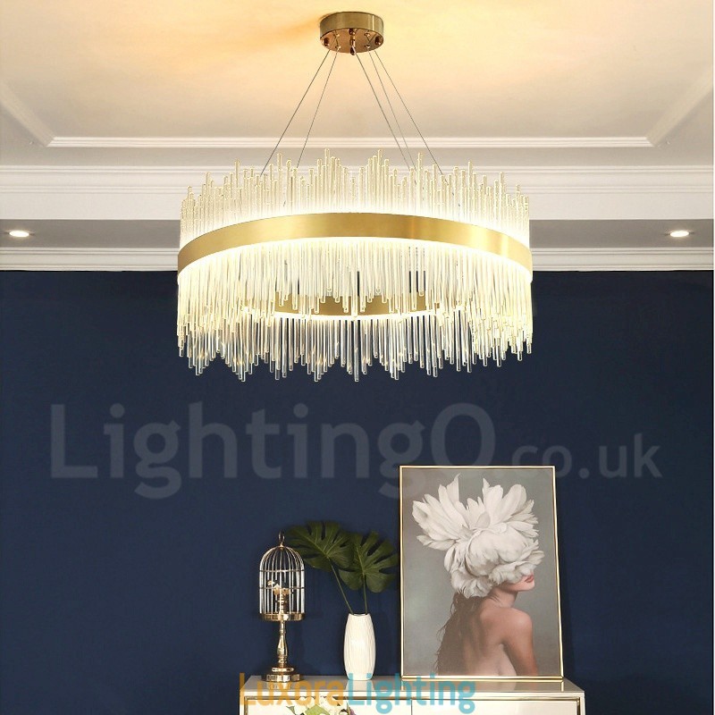Designer Touch Decorative Postmodern Luxury Round Crystal Pendant Light Exhibition Hall