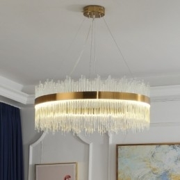 Designer Touch Decorative Postmodern Luxury Round Crystal Pendant Light Exhibition Hall