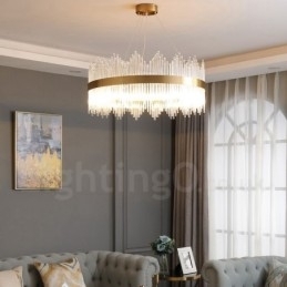Designer Touch Decorative Postmodern Luxury Round Crystal Pendant Light Exhibition Hall