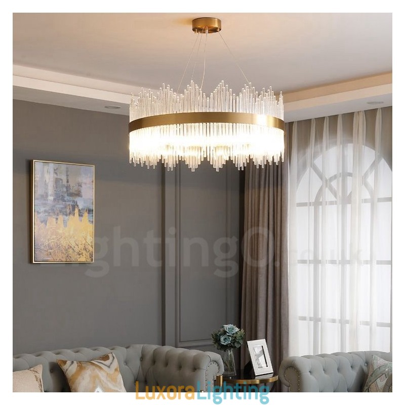 Designer Touch Decorative Postmodern Luxury Round Crystal Pendant Light Exhibition Hall
