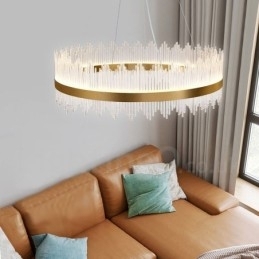 Designer Touch Decorative Postmodern Luxury Round Crystal Pendant Light Exhibition Hall