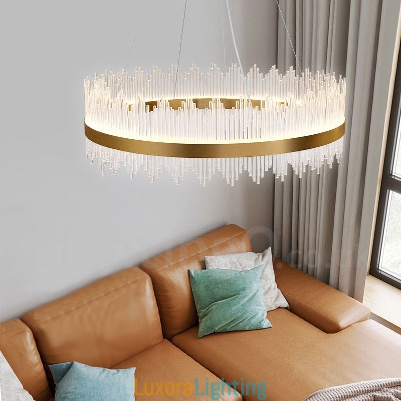 Designer Touch Decorative Postmodern Luxury Round Crystal Pendant Light Exhibition Hall