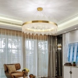 Designer Touch Decorative Postmodern Luxury Round Crystal Pendant Light Exhibition Hall