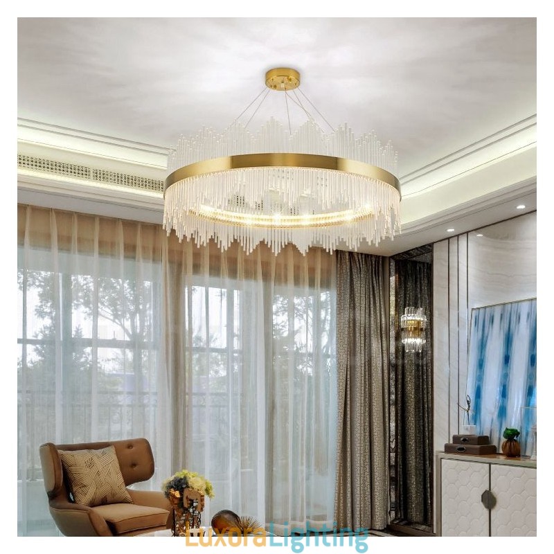Designer Touch Decorative Postmodern Luxury Round Crystal Pendant Light Exhibition Hall