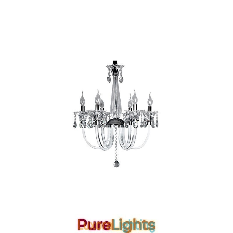Designer Touch Decorative Elegant Crystal Chandelier with 6 Lights in Candle Bulb