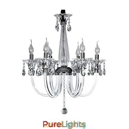 Designer Touch Decorative Elegant Crystal Chandelier with 6 Lights in Candle Bulb