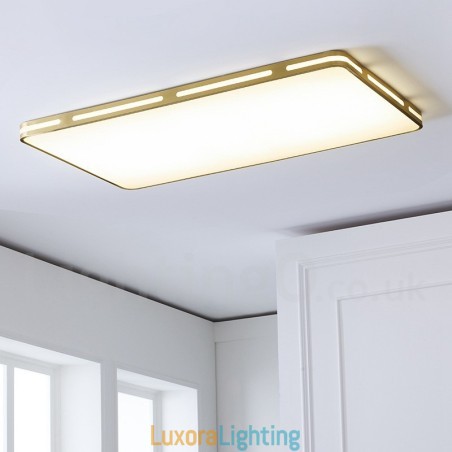 Designer Touch Decorative Ultra Thin Rectangle Modern Contemporary Nordic Style Flush Mount Brass Ceiling Lights with Acrylic Shade Also Can Be Used As Wall Light