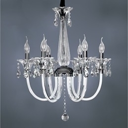 Designer Touch Decorative Elegant Crystal Chandelier with 6 Lights in Candle Bulb