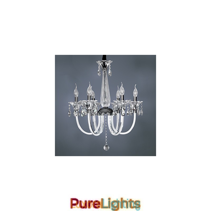 Designer Touch Decorative Elegant Crystal Chandelier with 6 Lights in Candle Bulb