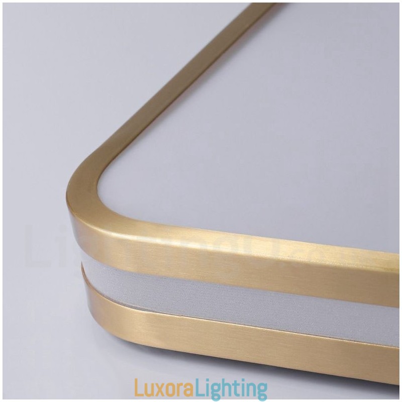 Designer Touch Decorative Ultra Thin Rectangle Modern Contemporary Nordic Style Flush Mount Brass Ceiling Lights with Acrylic Shade Also Can Be Used As Wall Light