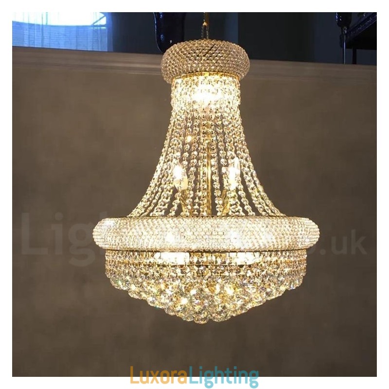 Designer Touch Decorative 2 Tiers Round Traditional Classic K9 Crystal Metal Chandelier for