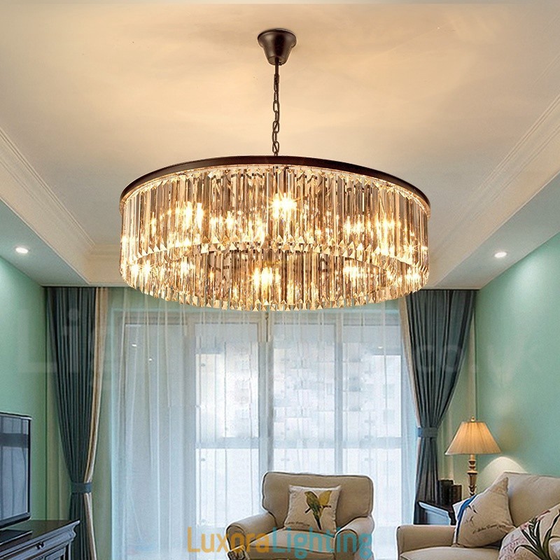 Designer Touch Decorative Postmodern Luxury Round K9 Crystal Pendant Chandelier Lights Exhibition Hall