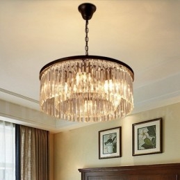 Designer Touch Decorative Postmodern Luxury Round K9 Crystal Pendant Chandelier Lights Exhibition Hall