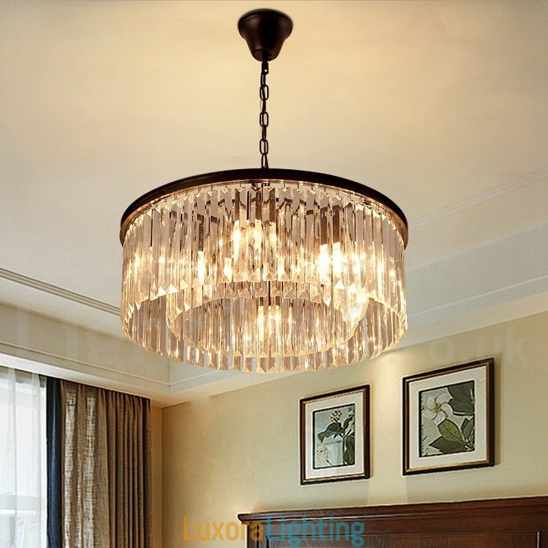 Designer Touch Decorative Postmodern Luxury Round K9 Crystal Pendant Chandelier Lights Exhibition Hall