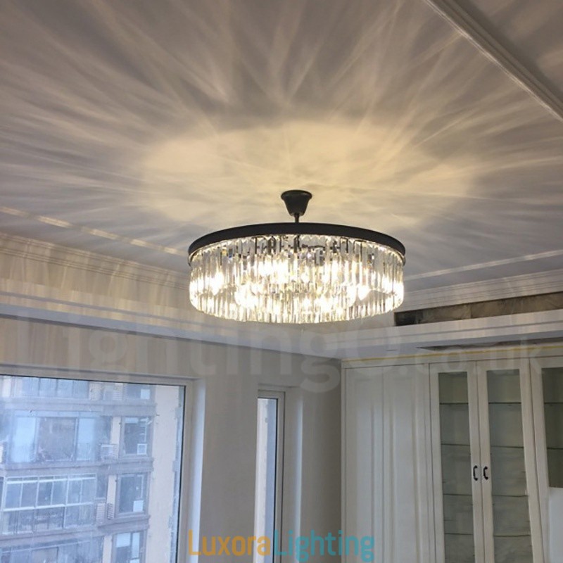 Designer Touch Decorative Postmodern Luxury Round K9 Crystal Pendant Chandelier Lights Exhibition Hall