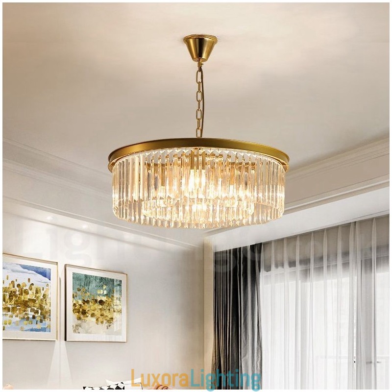 Designer Touch Decorative Postmodern Luxury Round K9 Crystal Pendant Chandelier Lights Exhibition Hall
