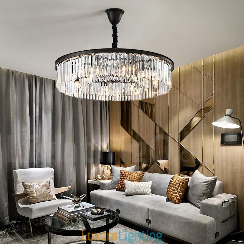 Designer Touch Decorative Postmodern Luxury Round K9 Crystal Pendant Chandelier Lights Exhibition Hall